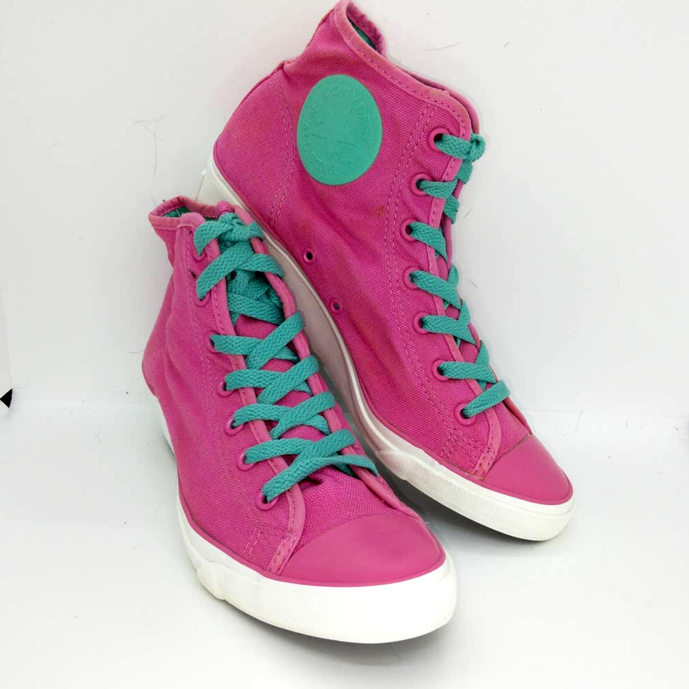 Converse Hi-Ness Womens Pre-owned Hot Pink Hidden Wedge Heel Sneakers - sz. 7